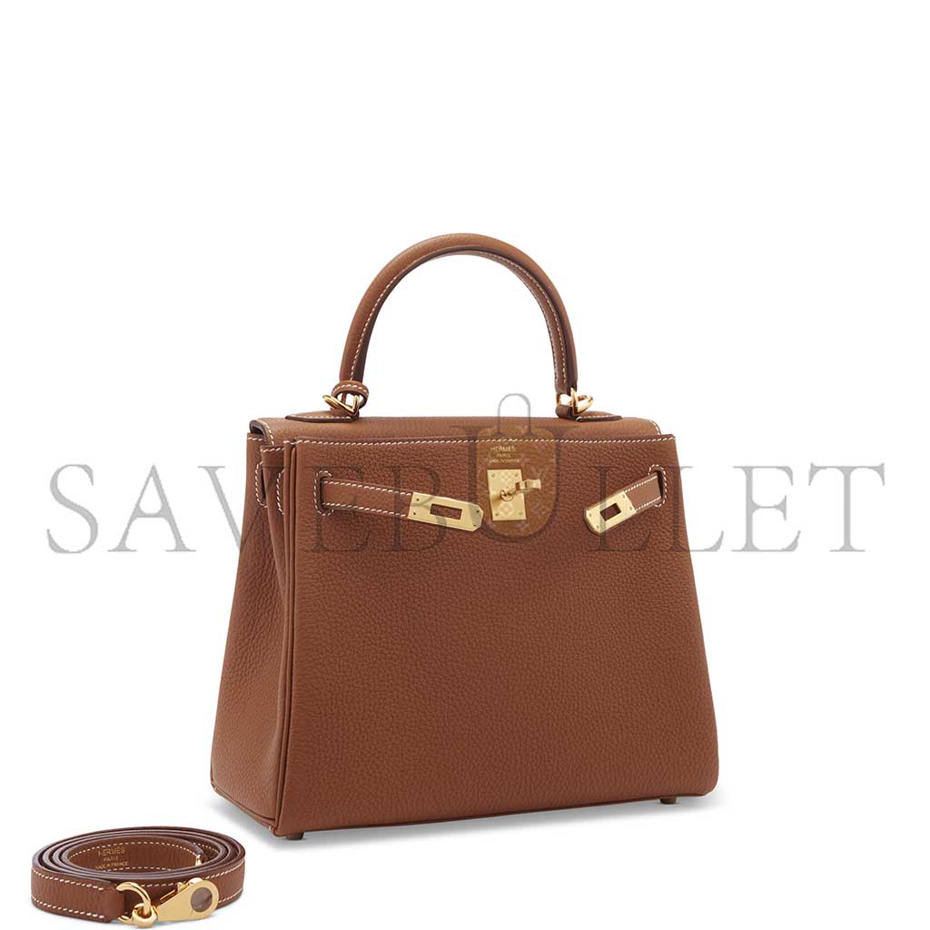 H**mes a gold togo leather retournÉ kelly 25 with gold hardware (25*17*7cm)